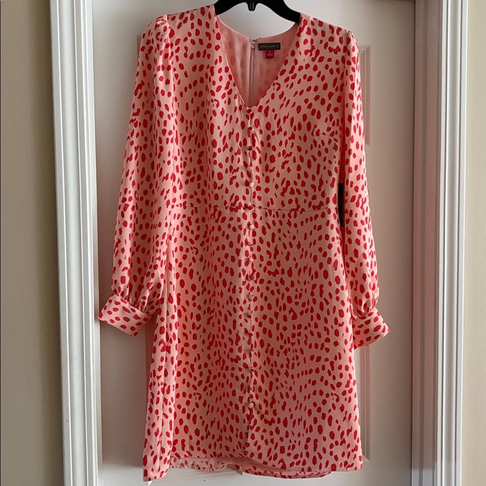 Vince Camuto Animal Print Long Sleeve Dress in  Soft Peony Size 6 NWT